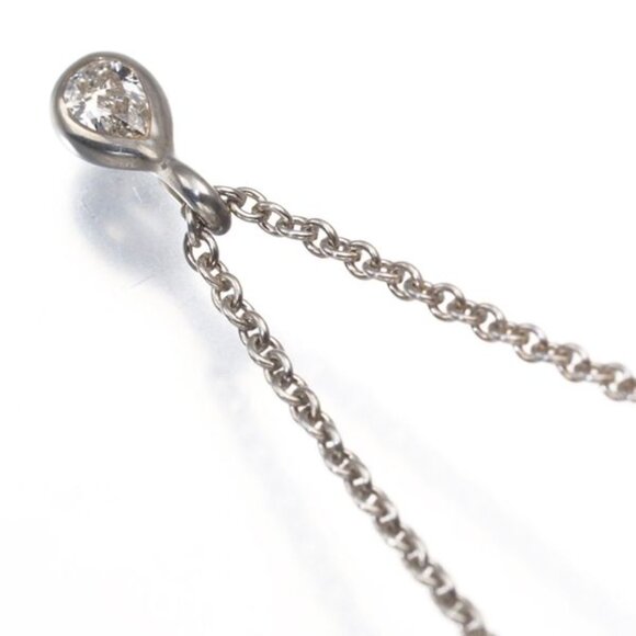 Tiffany & Co. Peretti By The Yard Pear Tear Diamond Pendant Necklace Silver 16" - Picture 4 of 4